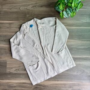Cece Soft Open-Front Oatmeal Beige Cardigan Sweater - Coatigan | Size M